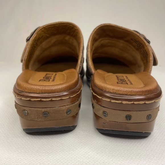 Born Clog Banyan Suede Leather Buckle Mules Taupe Brown Slip On Shoes Size 8 - Picture 6 of 16